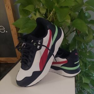 Puma White, Red, and Black Sneakers